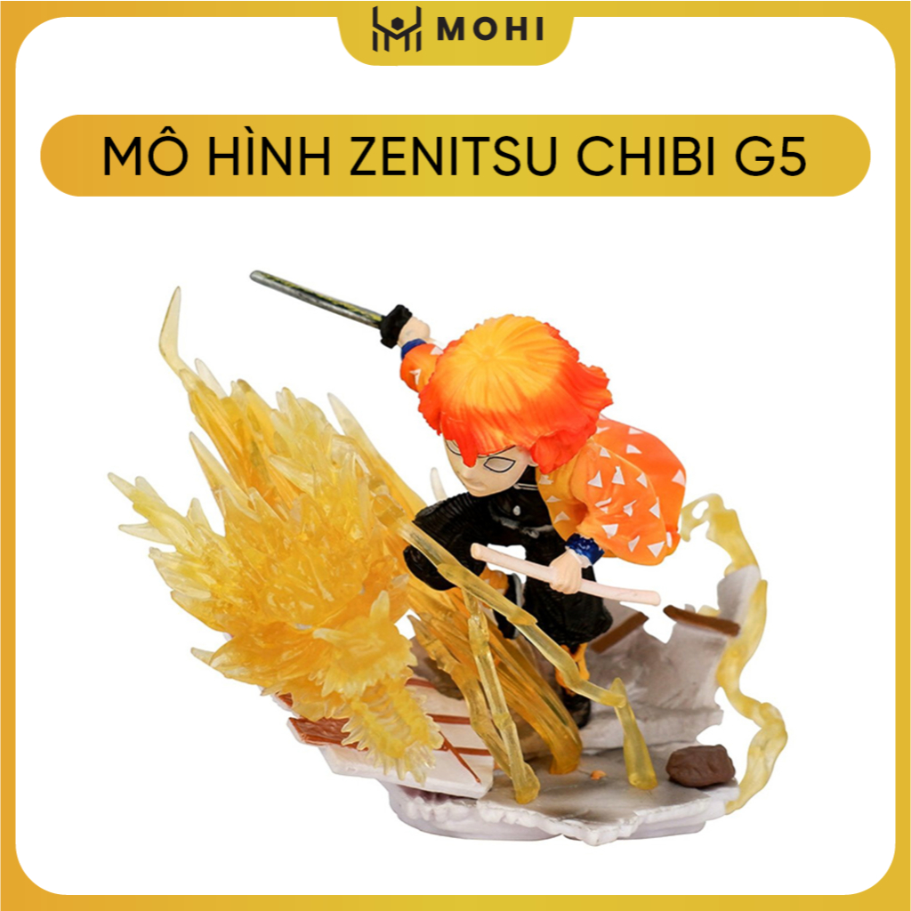 Mô Hình Kimetsu No Yaiba Zenitsu chibi chiến đấu - Figure Figure Demon Slayer - Có Vỏ Hộp màu