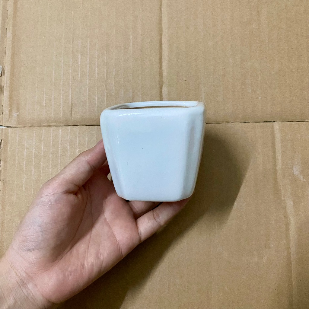 Chậu sứ tráng men - mẫu vuông bo góc / Chậu sứ vuông - chậu mini trồng sen đá, xương rồng