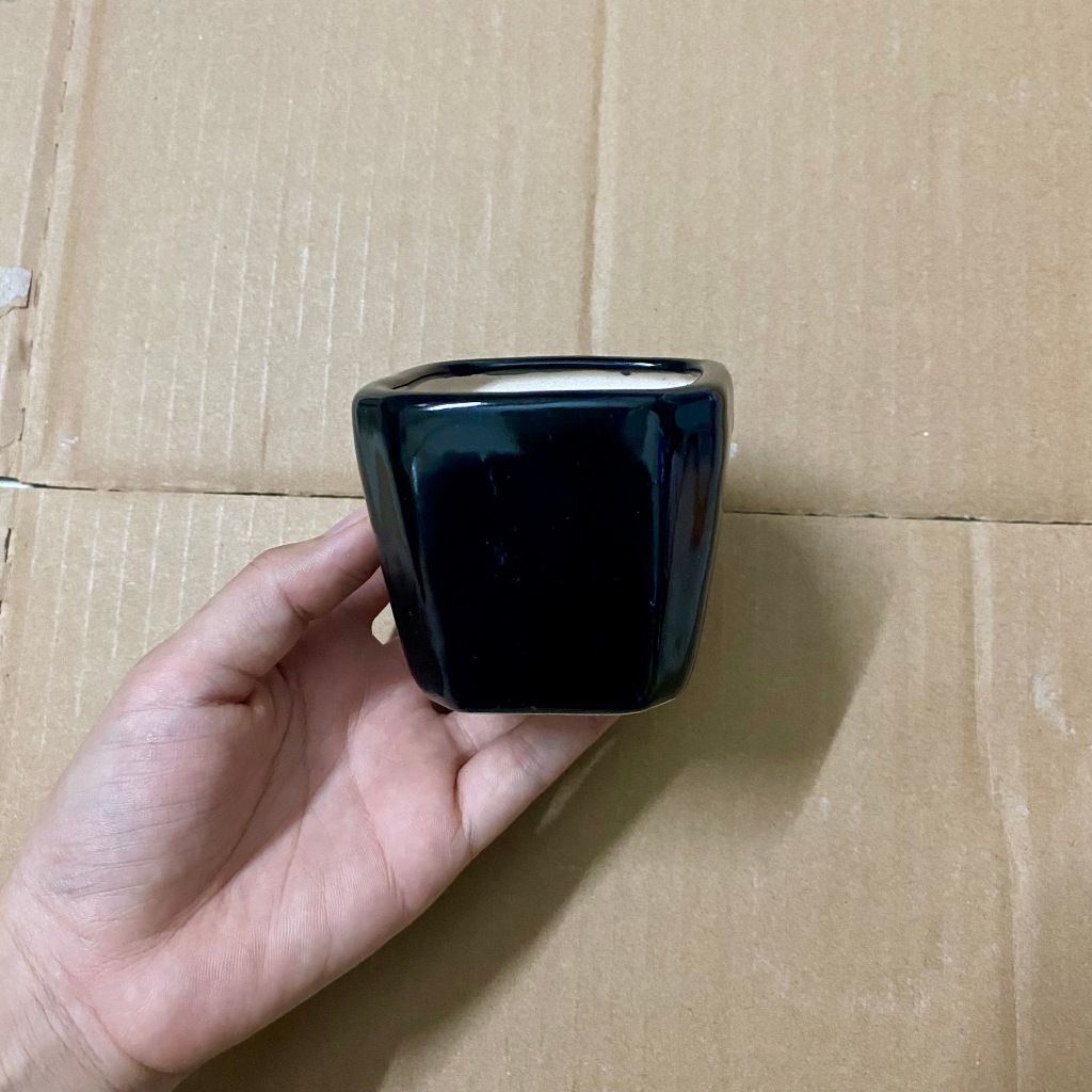 Chậu sứ tráng men - mẫu vuông bo góc / Chậu sứ vuông - chậu mini trồng sen đá, xương rồng