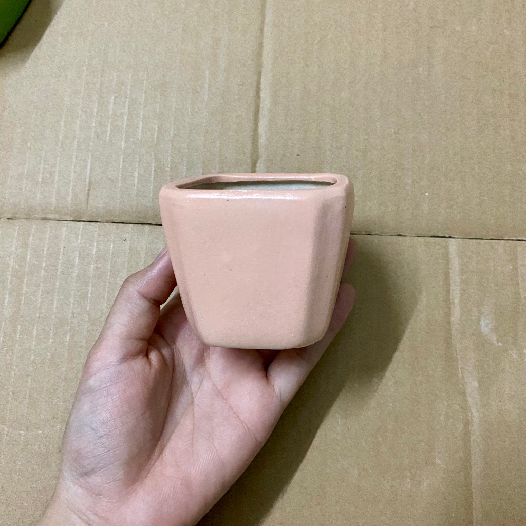 Chậu sứ tráng men - mẫu vuông bo góc / Chậu sứ vuông - chậu mini trồng sen đá, xương rồng