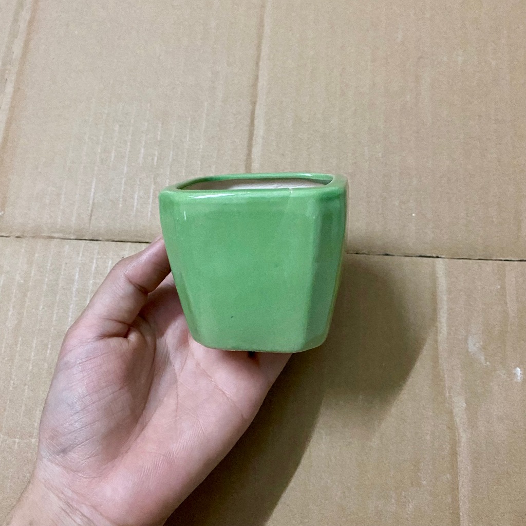 Chậu sứ tráng men - mẫu vuông bo góc / Chậu sứ vuông - chậu mini trồng sen đá, xương rồng