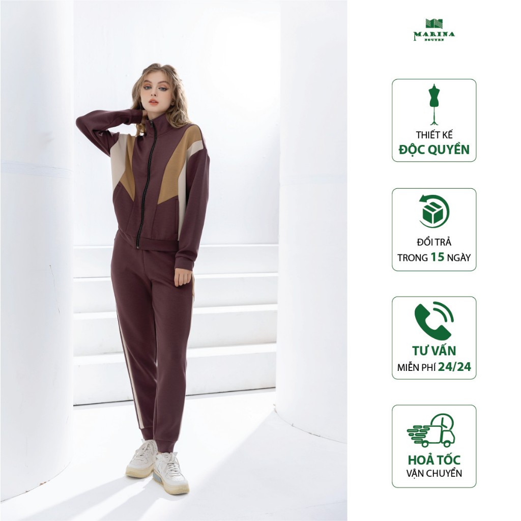 Bộ Đồ Thu Đông Nữ MARINA NGUYỄN Thiết Kế Dài Tay, Trẻ Trung, Chất Liệu Cotton Xốp Mềm Mịn Form Thoải Mái - 822030