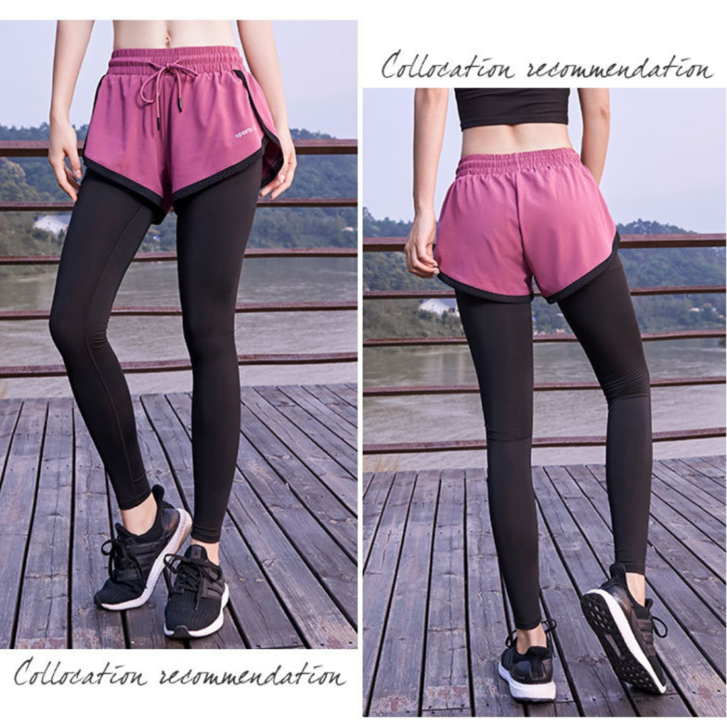 Quần dài tập gym nữ 2 lớp có túi Việt Art, kiểu quần short legging nữ tập yoga, zumba, leo núi, chất liệu co giãn QN221