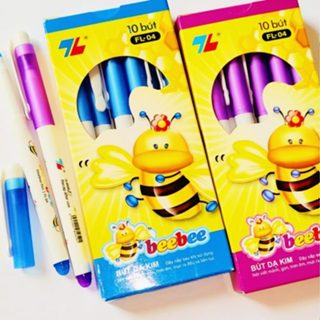 HỘP 10 CÂY bút lông kim màu tím / màu xanh Thiên Long Beebee FL04