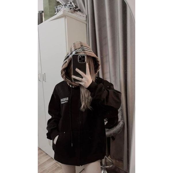 Áo Khoác Phối Mũ Xinh Cute Chất Nỉ Ngoại