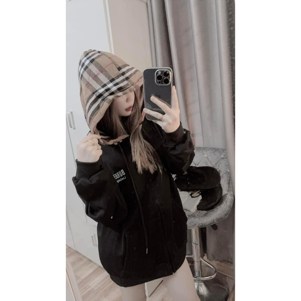 Áo Khoác Phối Mũ Xinh Cute Chất Nỉ Ngoại