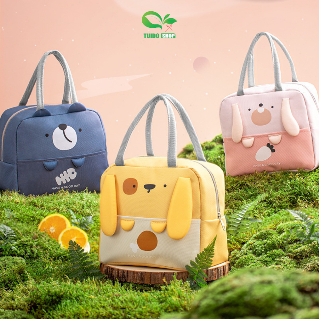 Túi Giữ Nhiệt Đựng Hộp Cơm TUIDO SHOP  Chống Thấm Nước Họa Tiết Cute Dễ Thương TĐS-TĐHC-030