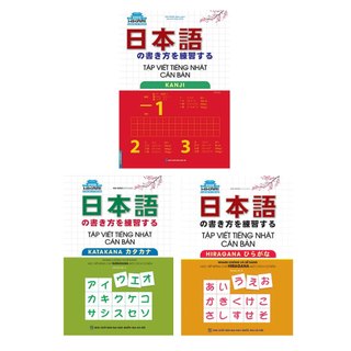 Sách - combo tập viết tiếng nhật căn bản: hiragana + katakana + kanji - mt