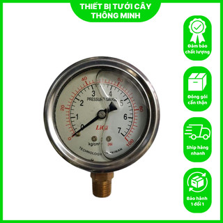 Đồng hồ đo áp suất nước, áp suất chất lỏng, khí, chất liệu inox siêu bền