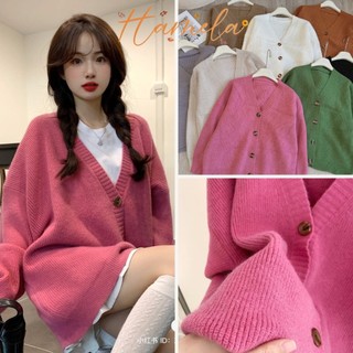 Áo Cardigan Len cổ tim, cúc to, chất len mịn - Áo khoác len tiểu thư xinh xắn Hamela