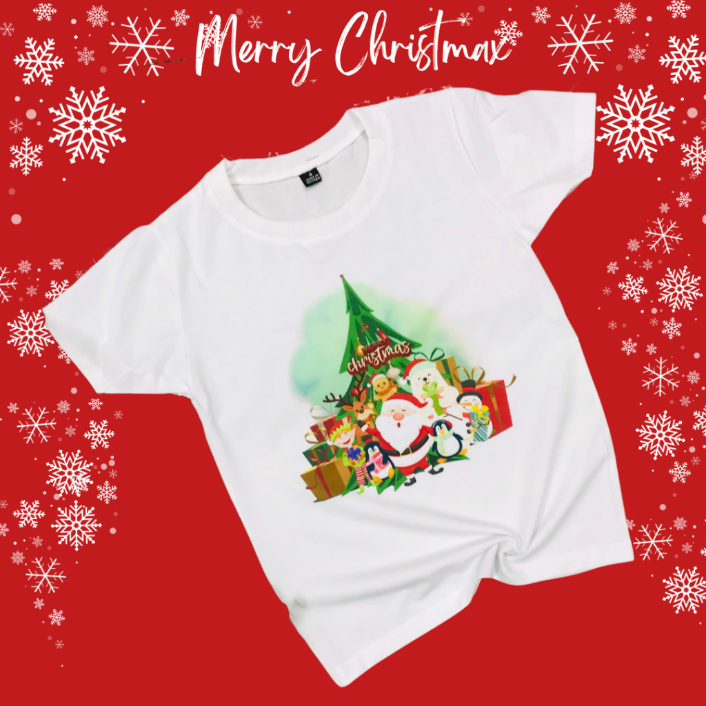 Áo thun Noel Giáng Sinh Cổ tròn tay ngắn cho bé trai bé gái, Size từ 10kg - 60kg