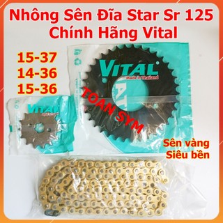 Nsd nhông sên dĩa recto star sr 125 chính hãng vital sên vàng siêu bền