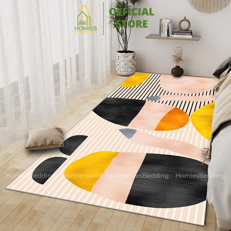 Thảm Trải Sàn HOMIES Bedding & Décor Bali Hoạ Tiết Kích Thước 1m2x1m6 Trải Phòng Khách, Phòng ngủ Sợi Nỉ lì, Đế Cao Su