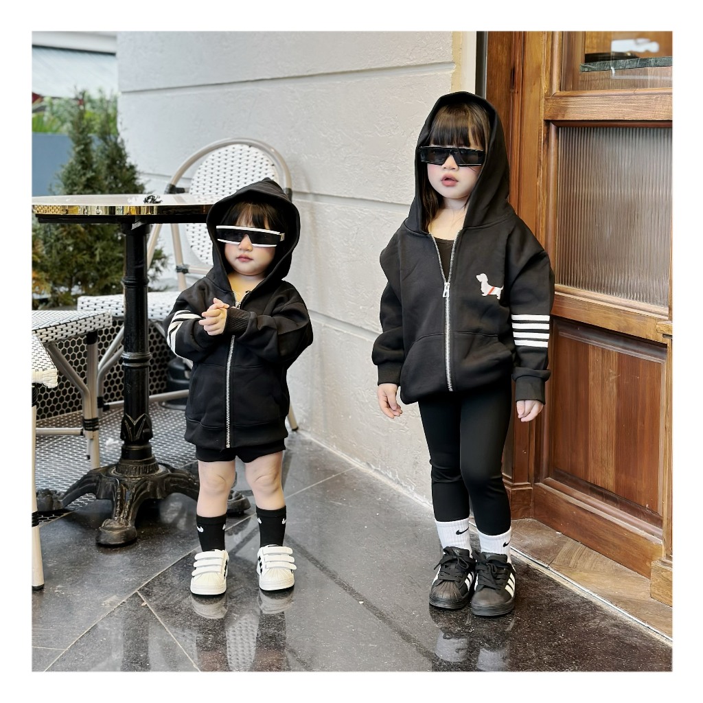 Áo khoác Thom phối khóa cho bé trai , gái , ảo nỉ khoác trẻ em unisex , Kid_genz