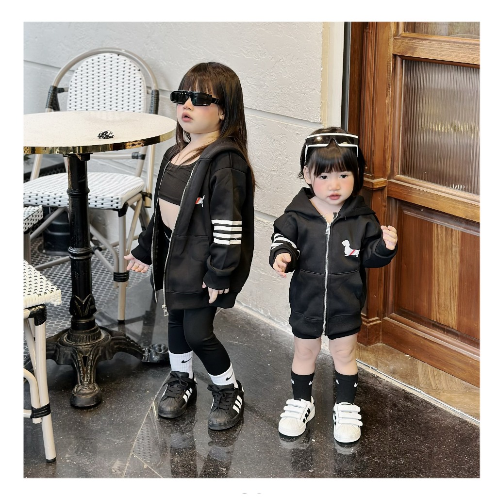 Áo khoác Thom phối khóa cho bé trai , gái , ảo nỉ khoác trẻ em unisex , Kid_genz