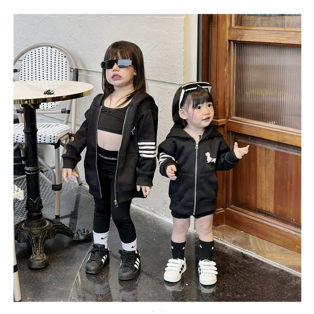 Áo khoác Thom phối khóa cho bé trai , gái , ảo nỉ khoác trẻ em unisex , Kid_genz