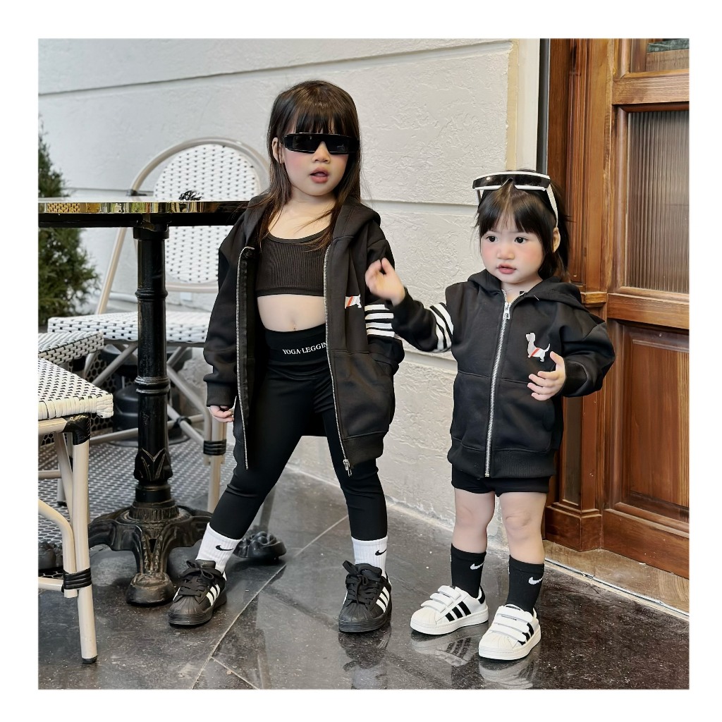 Áo khoác Thom phối khóa cho bé trai , gái , ảo nỉ khoác trẻ em unisex , Kid_genz