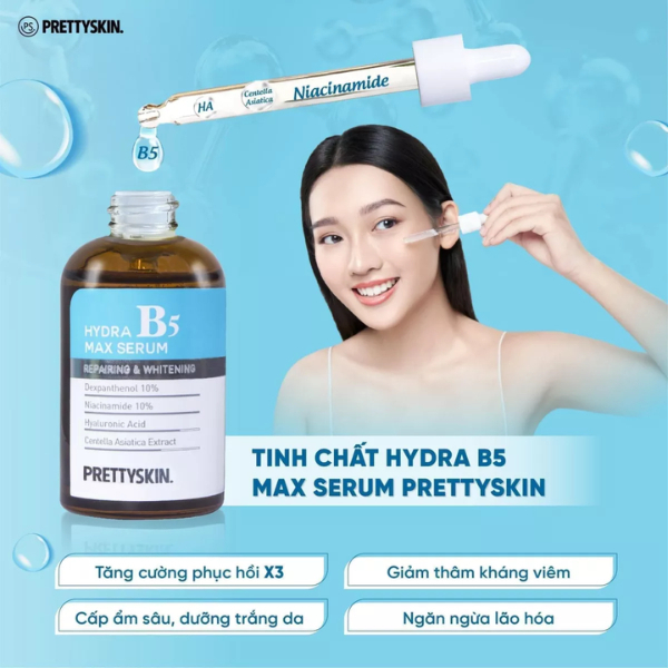 Serum B5 Prettyskin Hydra Max Tinh Chất Phục Hồi Dưỡng Trắng, Chống Lão Hóa Da ,ngăn ngừa mụn se khít lỗ chân lông
