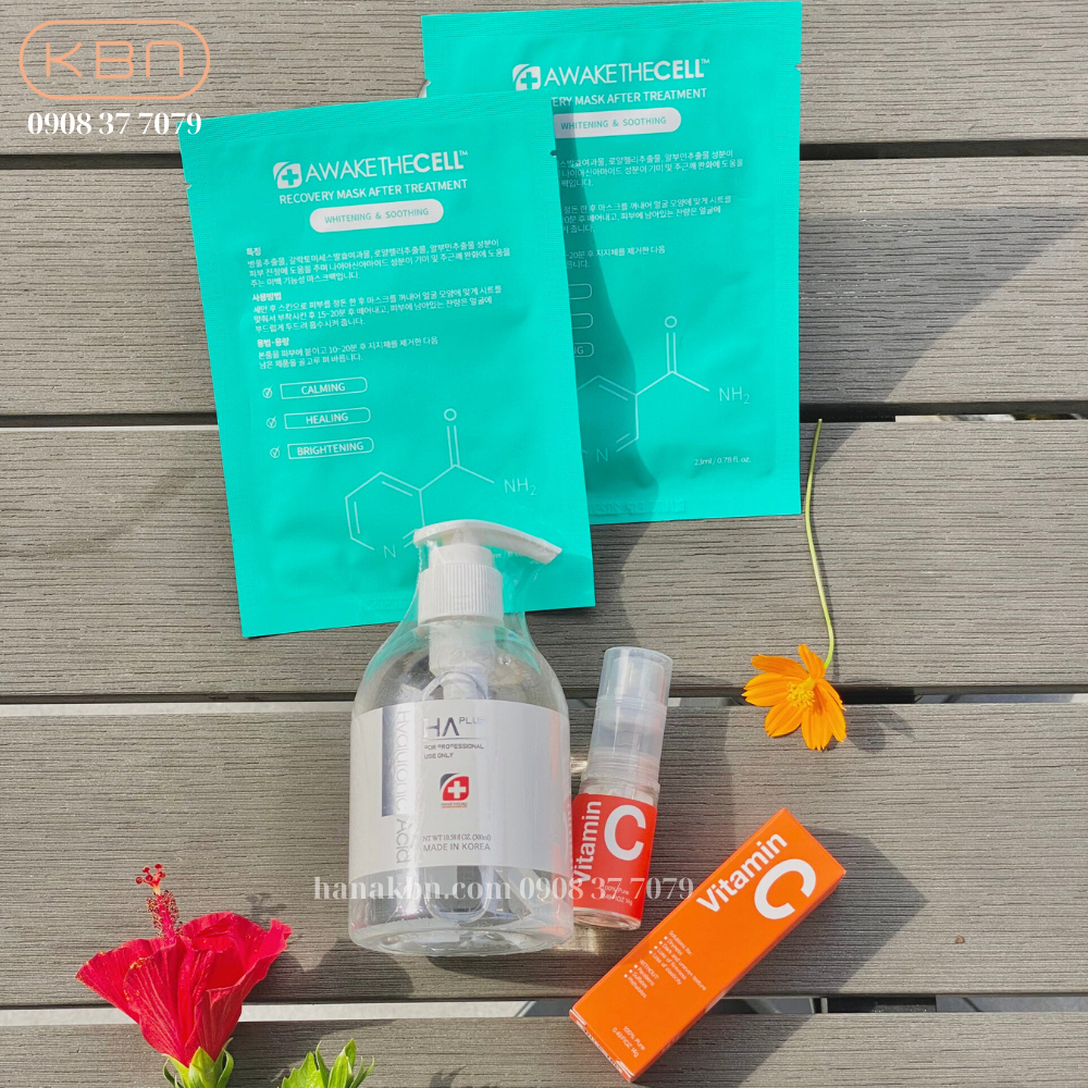 Combo 2 Sản Phẩm Serum HA Plus 300ml + Vitamin C Bột Tặng 2 Mặt Nạ Cấp Ẩm Soothing