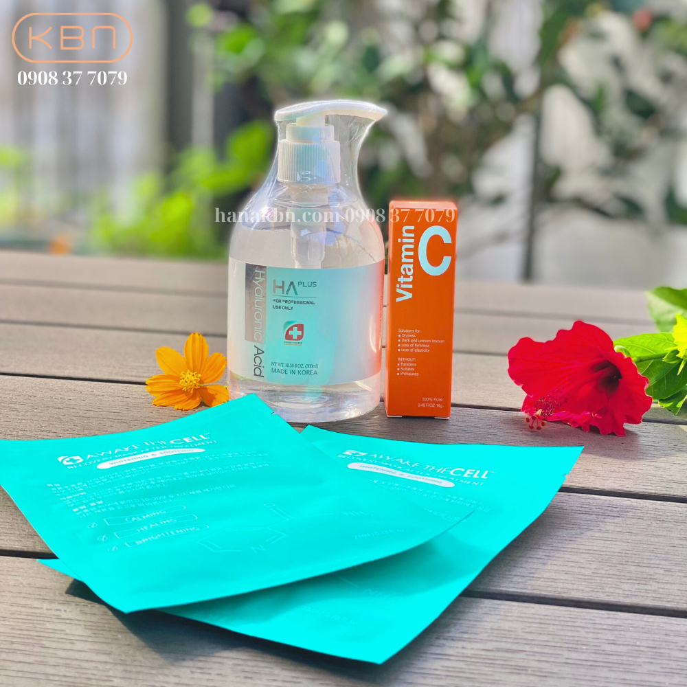 Combo 2 Sản Phẩm Serum HA Plus 300ml + Vitamin C Bột Tặng 2 Mặt Nạ Cấp Ẩm Soothing