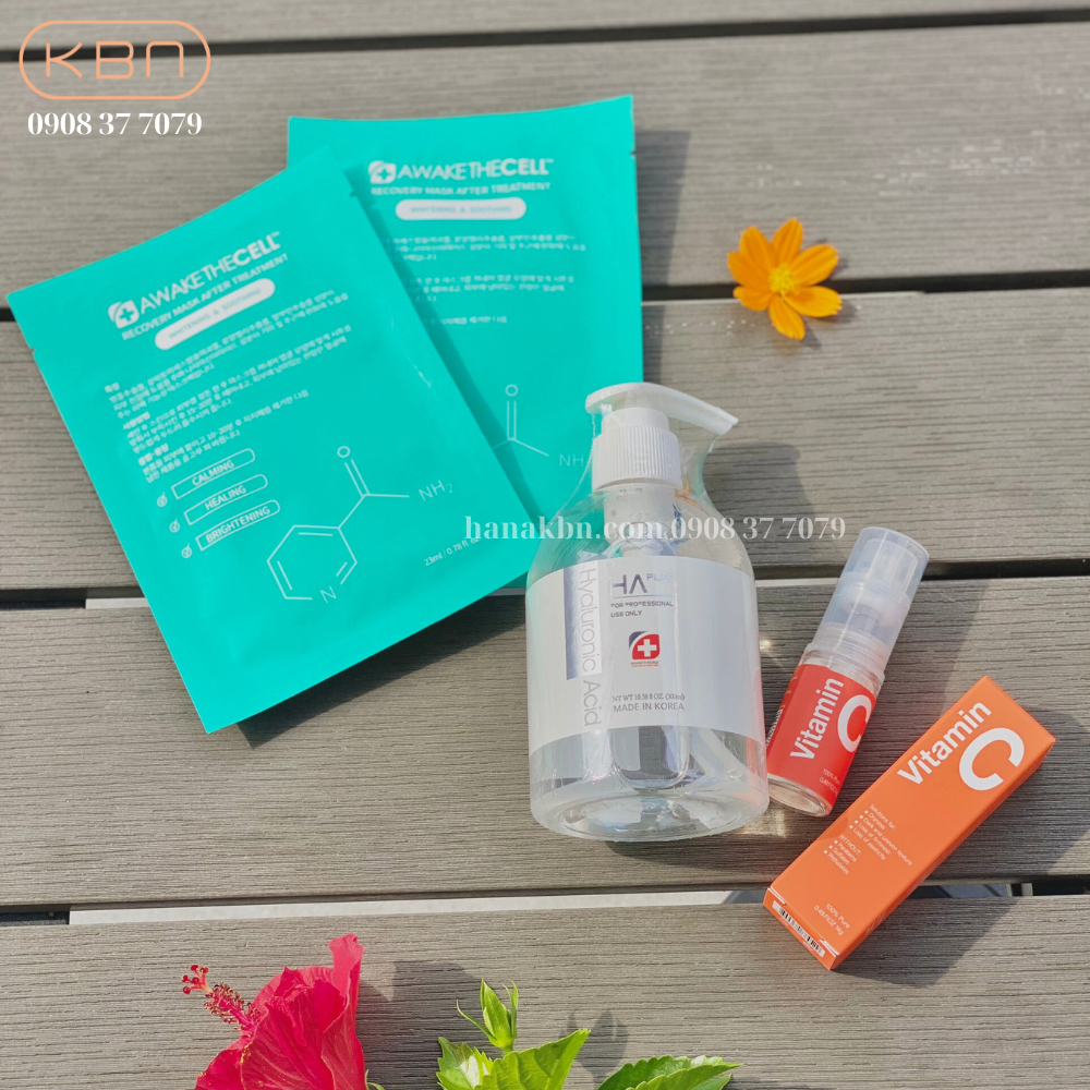 Combo 2 Sản Phẩm Serum HA Plus 300ml + Vitamin C Bột Tặng 2 Mặt Nạ Cấp Ẩm Soothing