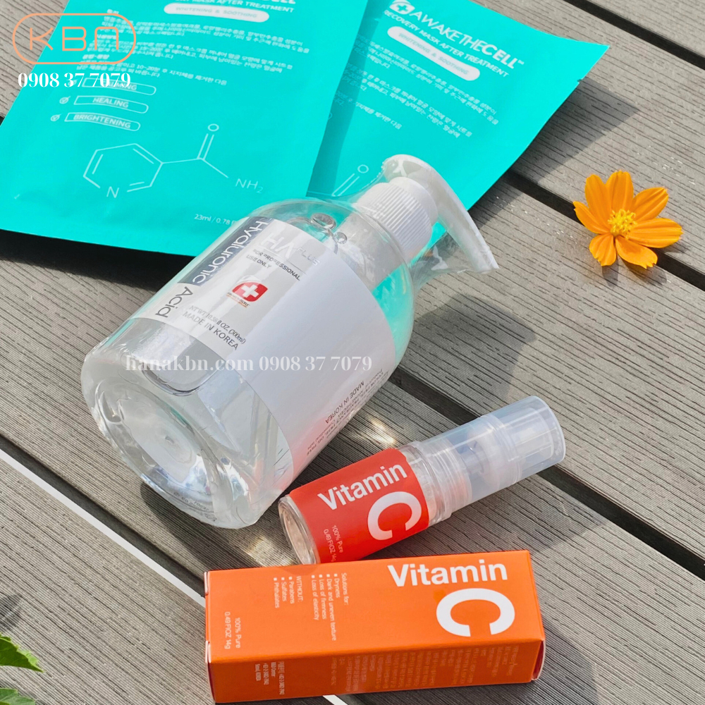 Combo 2 Sản Phẩm Serum HA Plus 300ml + Vitamin C Bột Tặng 2 Mặt Nạ Cấp Ẩm Soothing