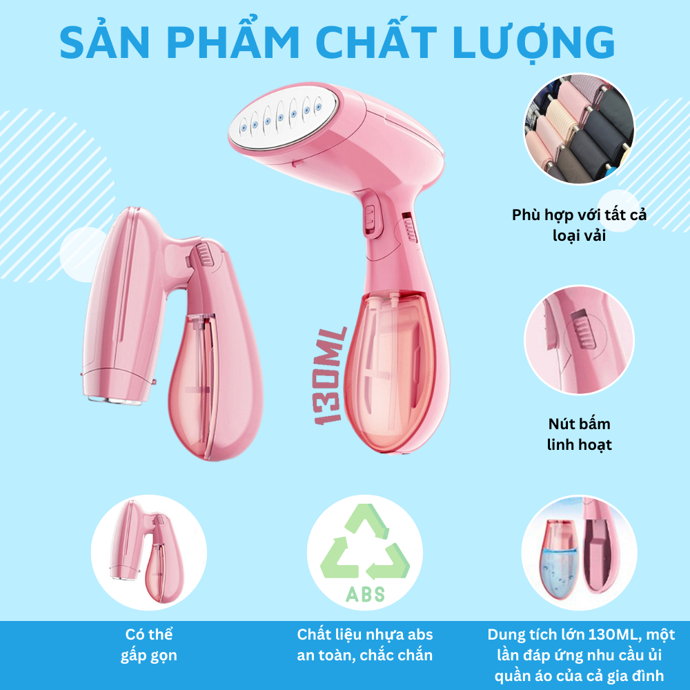 Bàn Là Hơi Nước Cầm Tay Đa Năng, Dung Tích Lớn, Dễ Dàng Mang Theo, Siêu Bền Đẹp - Tongkhogiadung