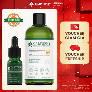 Combo Toner Caryophy 300ml và Serum giảm mụn mờ thâm Portulaca 10ml