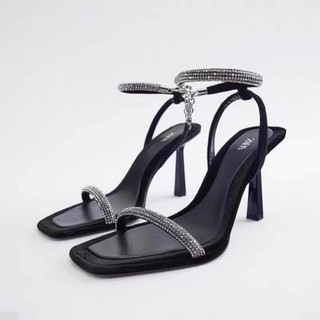 ORDER 🌸 ZR Giày dây ngang quai mảnh mũi vuông đá gót nhọn 9cm