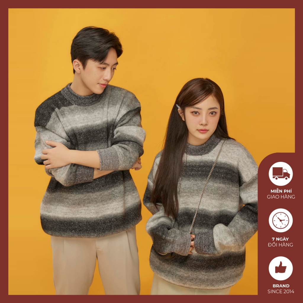 Áo len họa tiết nam nữ mặc đôi Độc menswear len đan sợi nhỏ, họa tiết kẻ ngang phong cách hàn quốc cute - AL400