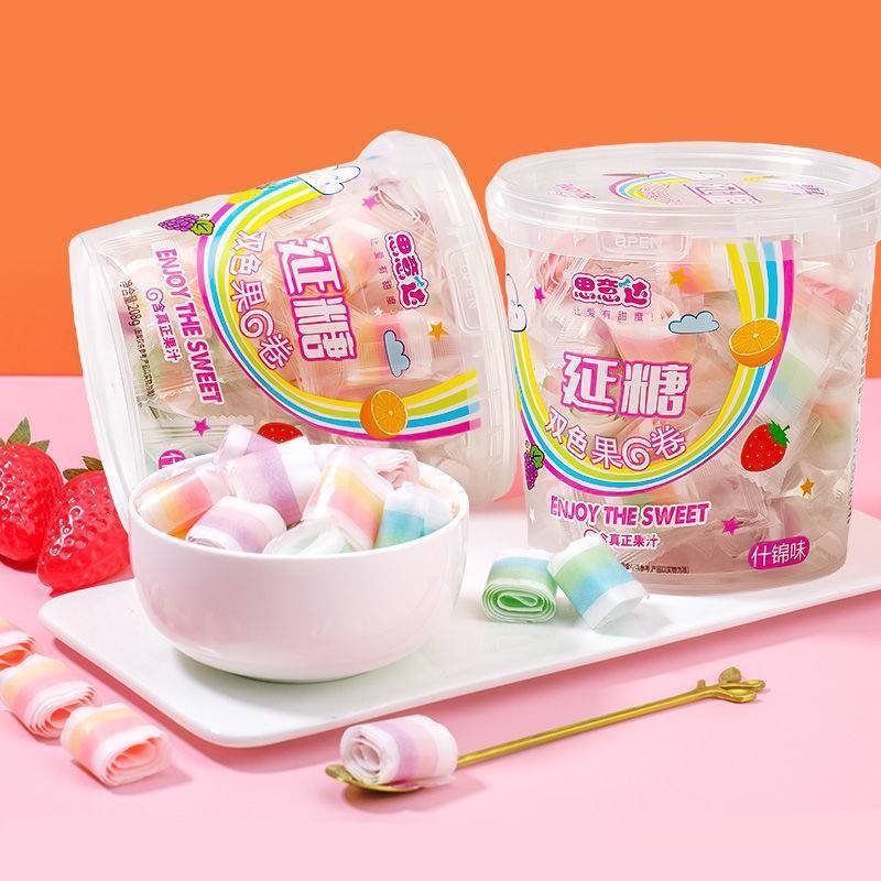 [ sẵn hàng ] Combo 2 hộp Kẹo cuộn trái cây / nước ép trái cây 7 sắc cầu vồng siêu dài mềm hương vị t