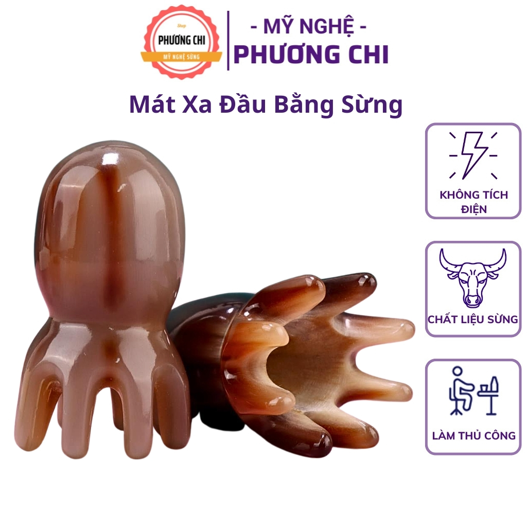 Dụng cụ massage đầu bạch tuộc sừng, Cây mát xa đầu giúp lưu thông máu | Mỹ nghệ phương chi