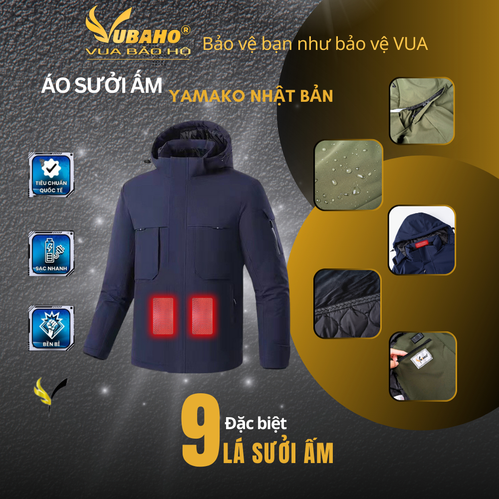 Áo Sưởi điện, áo sưởi Ấm 9 Vùng Sưởi YAMAKO Chống Nước