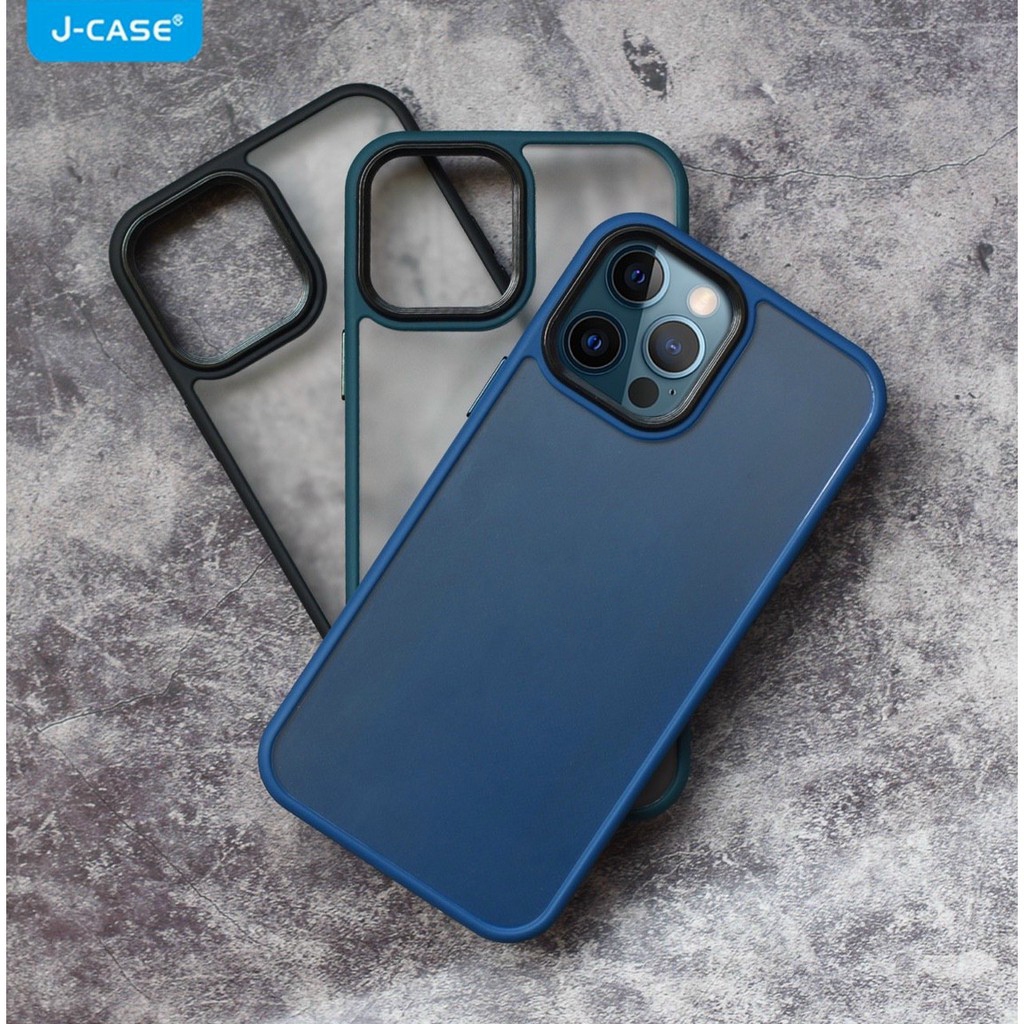 Ốp lưng iPhone 13/ iPhone 14 nhám mờ viền màu, chống vân tay hiệu J-Case