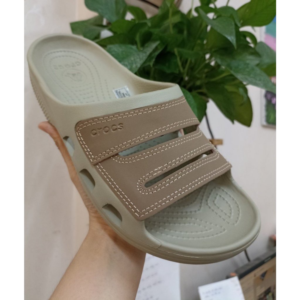 Dép nam Cross YUKON, dép lê quai ngang nam nhựa đúc nguyên khối phối da, siêu bền