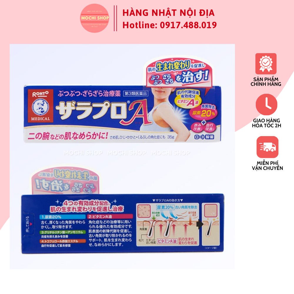 Kem loại bỏ viêm nang lông Mentholatum zaraporo rohto Nhật Bản 35g