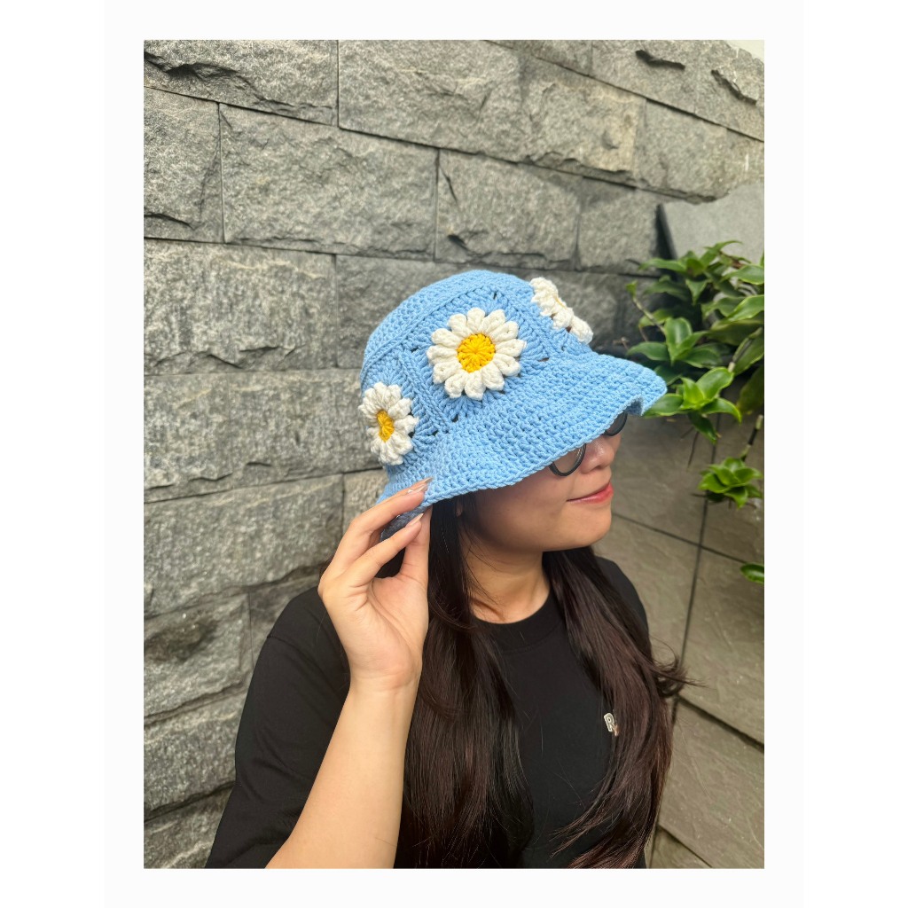 Nón Len Bucket Hoa Daisy Handmade