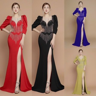 Dạ hội kết pha lê tay phồng - YB231107