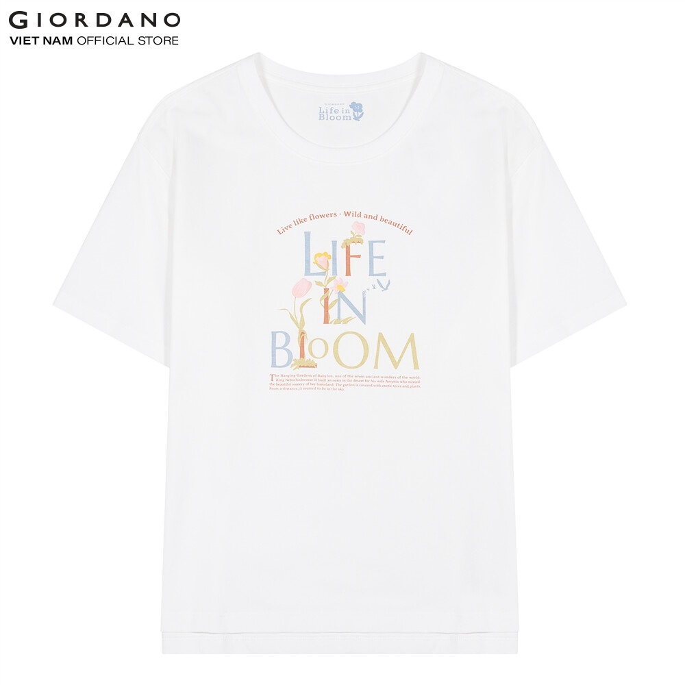 Áo Thun Nữ In Hình Nổi Ngắn Tay Life in Bloom Print Tee Giordano 05393206