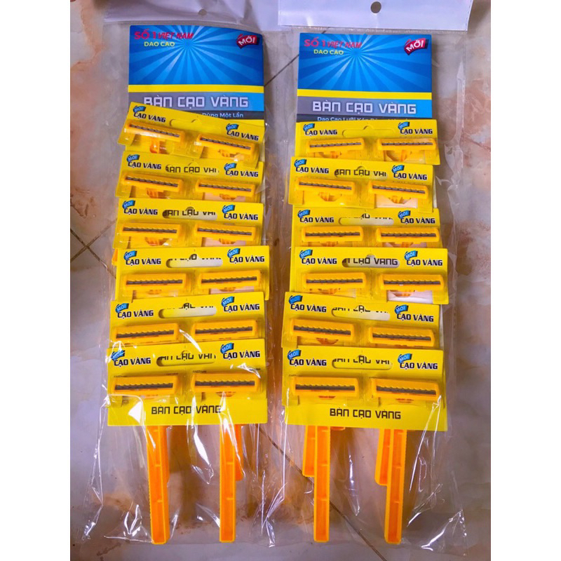 Set 12 Bàn cạo râu du lịch lưỡi kép  - Bàn cạo vàng