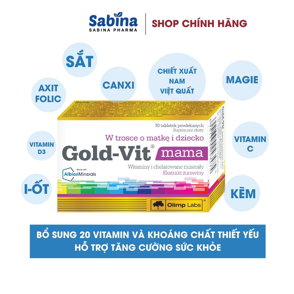 [Chính Hãng] Gold-Vit® Mama (Olimp Labs ) .Vitamin tổng hợp bổ sung các vitamin và khoáng chất cho mẹ bầu