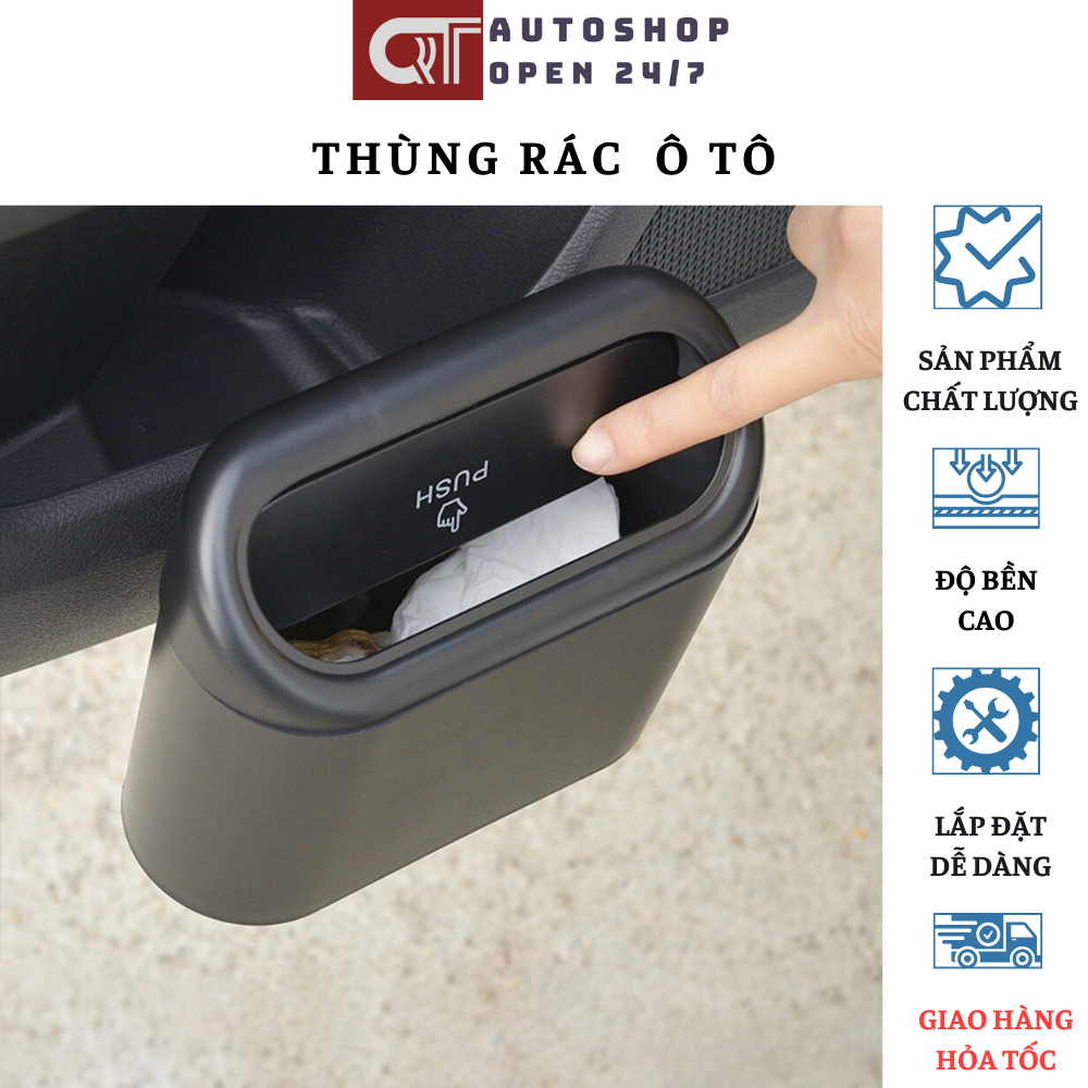 Thùng rác ô tô mini để trên ô tô xe hơi QT Auto247