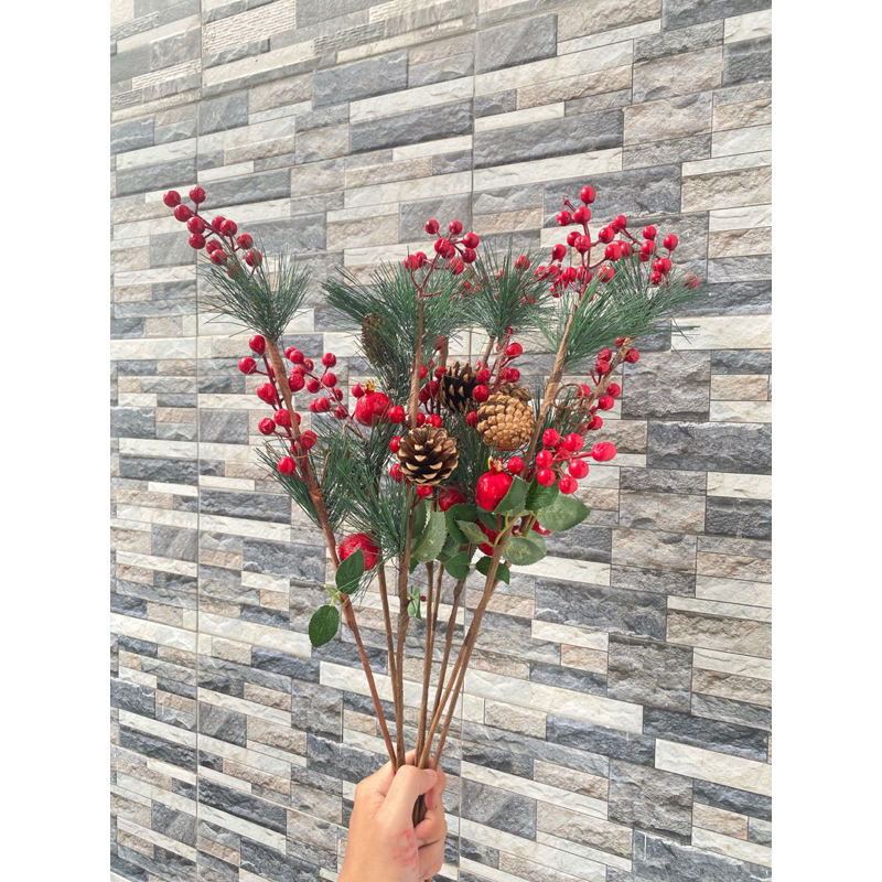 Kẹo que, cành thông cắm lọ hoa, cắm cây thông trang trí giáng sinh