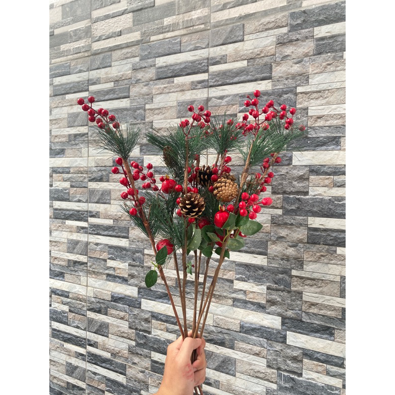 Kẹo que, cành thông cắm lọ hoa, cắm cây thông trang trí giáng sinh