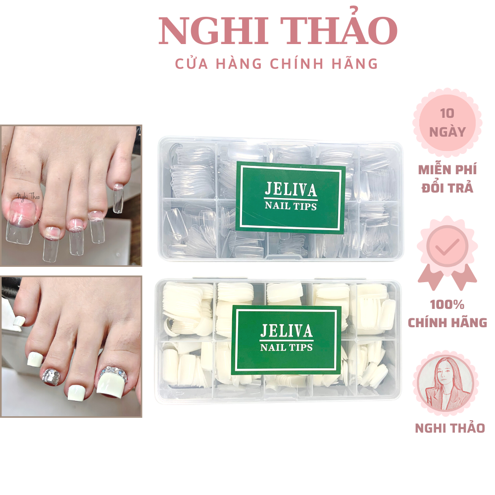 Móng úp chân dài JELIVA đủ size hộp 500 móng
