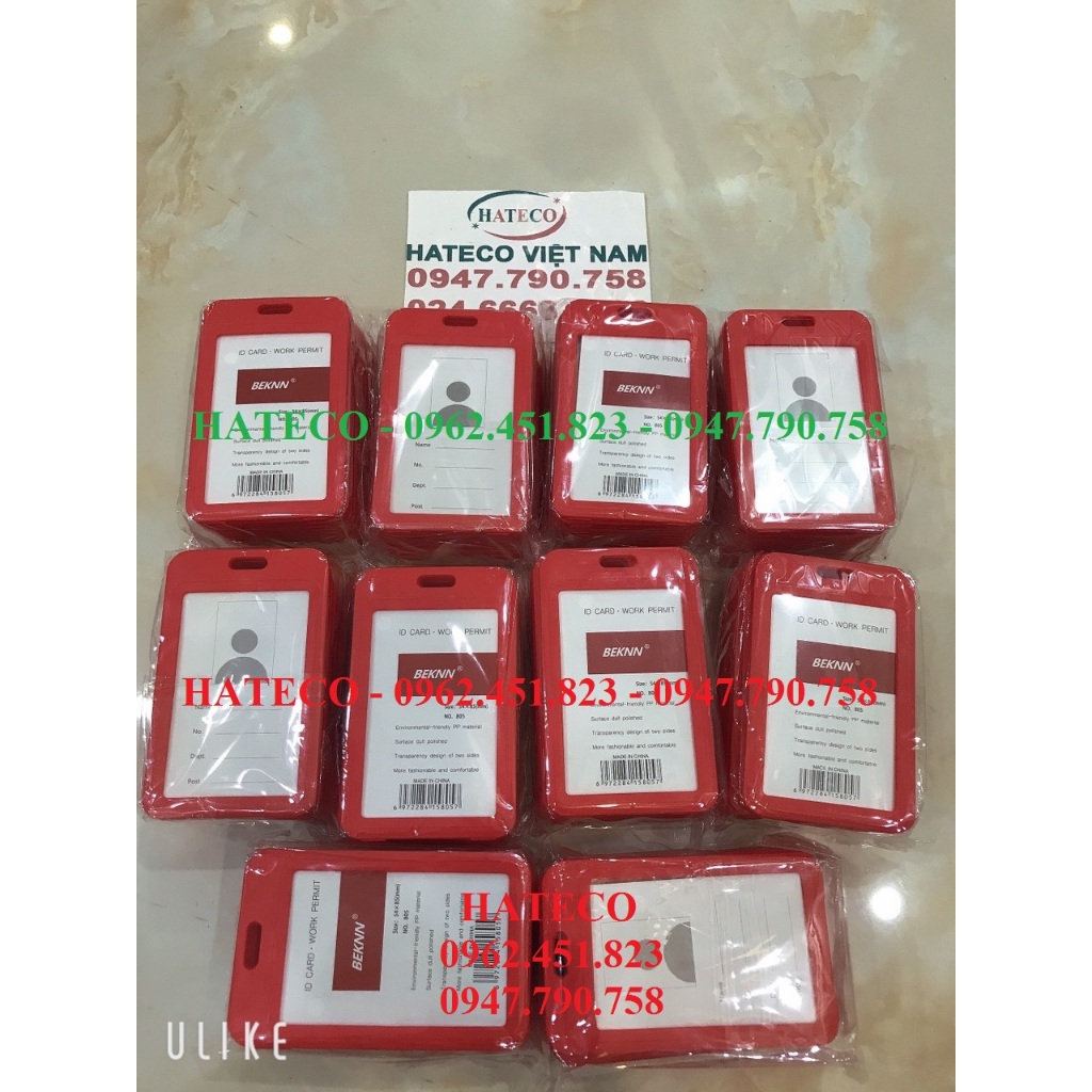 Bộ thẻ nhựa ĐỎ DỌC + Dây đeo thẻ lụa móc nhựa bản TO 1,5cm ĐỎ - Dây đeo bảng tên - dây lụa