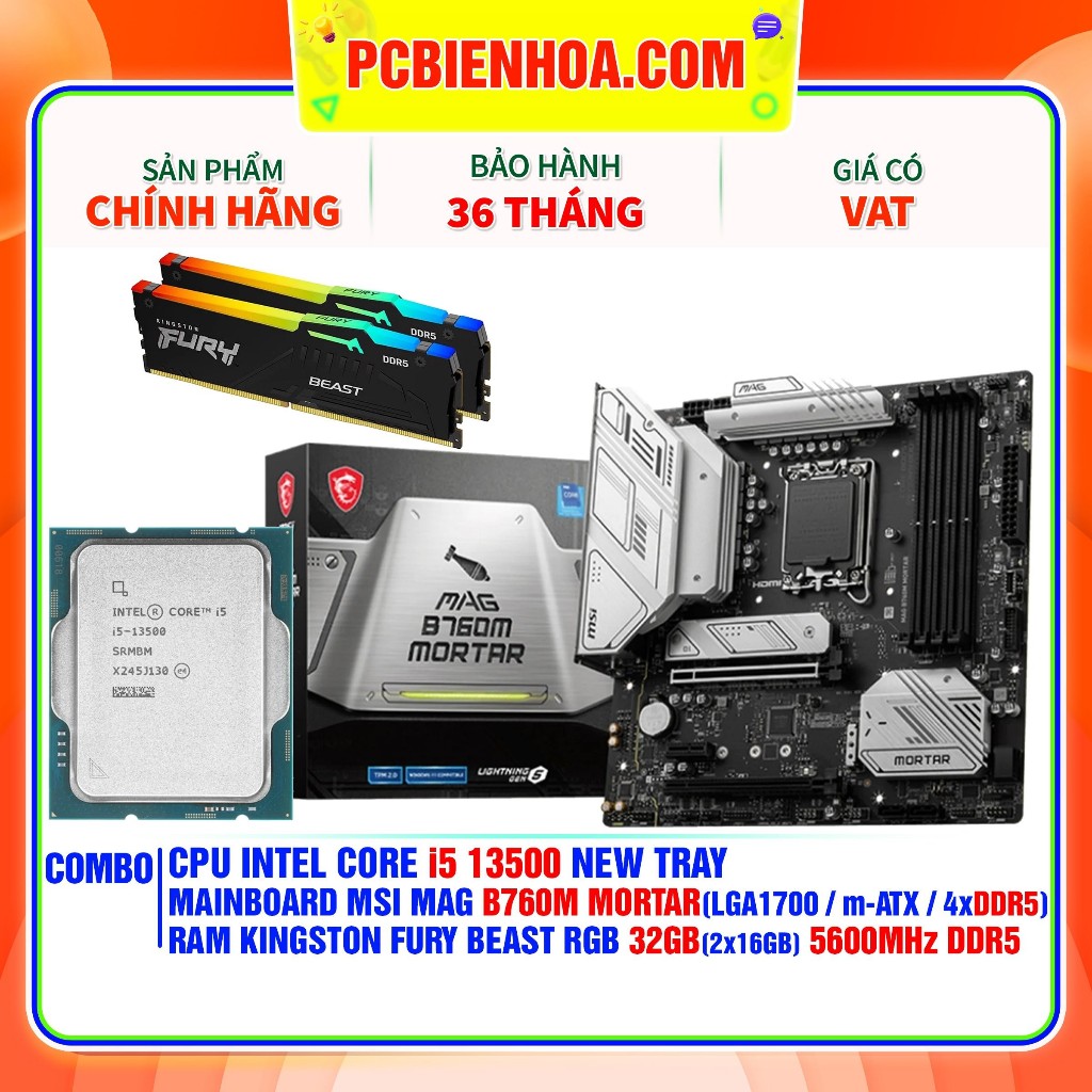 Combo Intel Gen 13 DDR5- I5 13500 - B760M- 32G - 36T