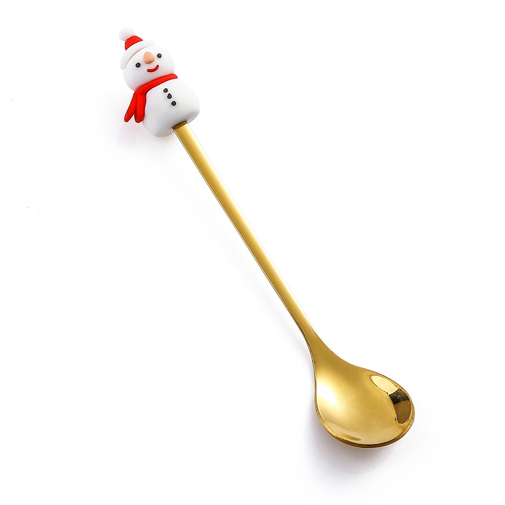 Thìa inox mạ vàng Cốc Cốc Giáng Sinh nhiều mẫu 3D: Ngôi sao, cây thông, tuần lộc, ông già Noel ăn sữa chua,ngũ cốc...