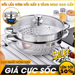 Nồi hấp 2 tầng kèm Xưởng Hấp đa năng 28cm, nổi lẩu dẫn nhiệt tốt ( dùng được cho bếp từ)