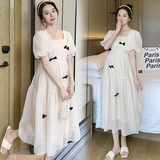 Váy đầm bầu bầu cao cấp mùa hè công sở và đi chơi thời trang thiết kế chất đũi hàn